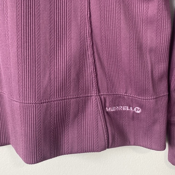 Merrell opti wick 1/4 zip Purple Ribbed Fitted long sleeve shirt size medium - Picture 3 of 10
